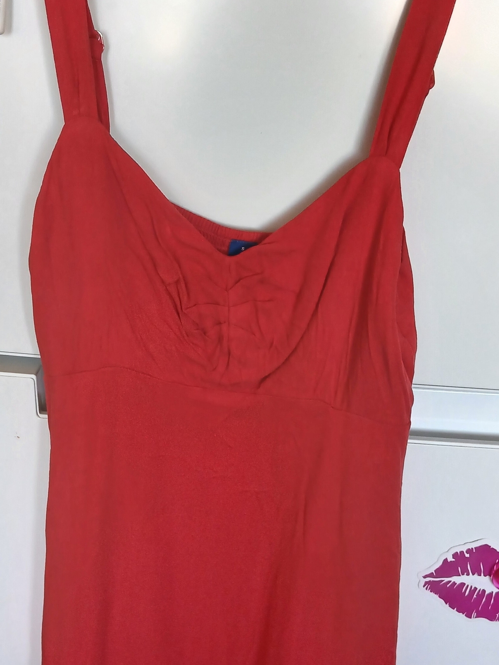 Old Navy Red Sleeveless Gathered Bust Dress